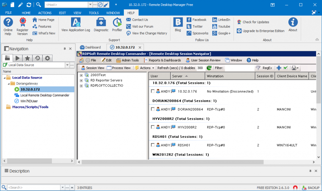 Devolution's free tool, Remote Desktop Manager Free Edition, makes managing all of your remote desktop connections and credentials super easy.
